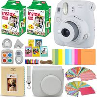 Fujifilm Instax Mini 9 Instant Camera White + Fuji INSTAX Film (40 Sheets) + Accessories Kit Bundle + Custom Case with Strap + Assorted Frames + Photo Album + 60 Colorful Sticker Frames + More