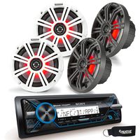 Sony MEX-M71BT Marine CD & Bluetooth Receiver Package with Kicker KM654 LED 6.5" Marine Speakers (2 Pair)