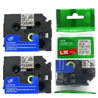 LM Tapes - 2/Pack Premium 1/2" Black Print on Clear Label Compatible with P-Touch TZe-131 Tape TZ-131 and Comes with a Great Tape Color/Size Guide for Easy reordering.