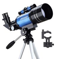 Aomekie Telescope for Kids Adults Astronomy Beginners 70mm Telescopes Travel Scope with Tripod Phone Adapter Finderscope 1.5X Erecting Eyepiece 3X Barlow Lens