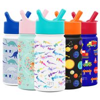 Simple Modern 14oz Summit Kids Water Bottle Thermos with Straw Lid - Dishwasher Safe Vacuum Insulated Double Wall Tumbler Travel Cup 18/8 Stainless Steel -Watercolor Sharks