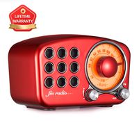 Portable Vintage Wireless Stereo Speaker,1920s Retro FM Radio, with Old Fashioned Classic Style, Strong Bass Enhancement, Loud Volume, Supports Bluetooth 4.2 Connection AUX TF Card MP3 Player Red