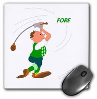 3dRose LLC 8 x 8 x 0.25 Inches Mouse Pad, Golf Swing with"Fore" (mp_44811_1)