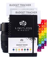 Budget Planner (Non-Dated), Finance Journal, Expense Tracker, Accounts Book, and Bill Organizer - Monthly Budgeting Book Bundled with Cash Envelopes, Stickers, and a Pen - 9x6" Size Black