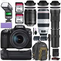 Canon EOS 90D DSLR Camera w/Canon 18-135mm is USM, Canon 100-400mm is II USM & Commander 420-800mm Telephoto Lens + Elegant Accessory Kit (2X 64GB Memory Card, Canon Backpack, TTL Flash & More.)