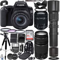 Canon EOS 250D (Rebel SL3) DSLR Camera with 18-55mm & 75-300mm Canon Lenses & 500mm Lens with 2X Teleconverter (1000mm) & Premium Accessory Bundle - Includes: SanDisk Ultra 64GB Card & More