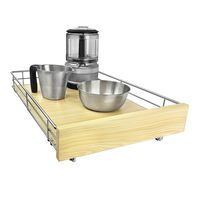 Lynk Professional 421421DS Slide Out Wood Cabinet Organizer, 14" W x 21" D, Chrome & Wood
