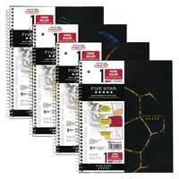 Five Star Spiral Notebooks, 1 Subject, Wide Ruled Paper, 100 Sheets, 10-1/2" x 8", Sports, 4 Pack (38167)