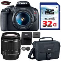 Canon EOS Rebel T7 DSLR 24MP WiFi Enabled + EF-S 18-55mm is [Image Stabilizer] II Zoom Lens + Canon Professional Gadget Bag + Commander 32GB Class 10 Ultra High Speed Memory Card