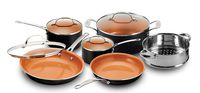 Gotham Steel 10-Piece Kitchen Set with Non-Stick Ti-Cerama Coating by Chef Daniel Green - Includes Skillets, Fry Pans, Stock Pots and Steamer Insert – Black