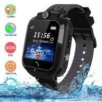 SZBXD Kids Waterproof Smart Watch, GPS Tracker Phone SOS Anti-Lost Alarm Sim Card Slot Touch Screen Voice Chat Smartwatch Birthday for Children Girls Boys (Black)
