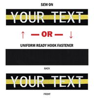 Northern Safari Custom Uniform Name Tape 24 Hr Ship Black-Yellow Line 5 Inch Text and Logo Sew