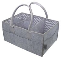 Baby Diaper Caddy Organizer by Devray | Nursery Storage Bin | Grey Leather Pu Handles and Top Trim with 5 Compartments