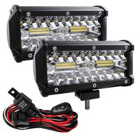 Zmoon Led Light Bar, 2Pcs Off Road Lights 240W 24000lm with Led Wring Harness(10ft /2 Lead), Waterproof Led Spot&Flood Combo Beam Driving Light Bar for SUV/ATV/Jeep/Boat