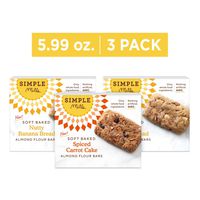 Simple Mills Soft-Baked Almond Flour Bars, Variety Pack - (2) Nutty Banana Bread, (1) Spiced Carrot Cake, 3 Count