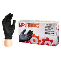 GLOVEWORKS Industrial Black Nitrile Gloves - 5 mil, Latex Free, Powder Free, Textured, Disposable, Medium, BINPF44100-BX, Box of 100