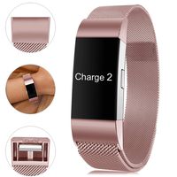 Find-MyWay Compatible with Fitbit Charge 2 Band,Charge 2 Accessories Stainless Steel Bracelet Women Men Wristbands Strap Rose Gold Silver Compatible for Charge 2 Fitness Tracker
