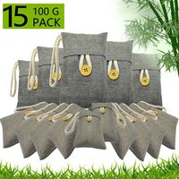 Activated Bamboo Charcoal Air Purifying Bag Closet Shoe Deodorizer Car Air Freshener Purifier Filter Odor Eliminators Moisture Absorber For Home Basement Natural Dehumidifier Eco-Friendly 15Packs×100g