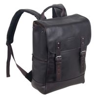 Kenneth Cole Reaction Colombian Leather Single Compartment Flapover 14.1" Laptop Backpack (RFID), Brown