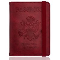 WALNEW RFID Passport Holder Cover Traveling Passport Case (Red)