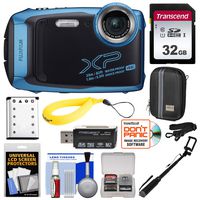 Fujifilm FinePix XP140 Shock & Waterproof Wi-Fi Digital Camera (Sky Blue) with 32GB + Battery + Case + Selfie Stick + Kit