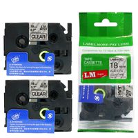 2/Pack LM Tapes - Premium 3/4" Black Print on Clear Label Compatible with Brother TZe-141 P-Touch Tape and Comes with a Great Tape Color/Size Guide for Easy reordering. 18mm 0.7 Laminated