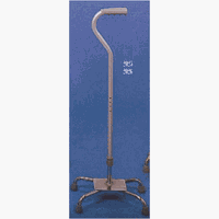 Quad Cane - Small base-6" x 8", with center balance offset handle and nylon security nut. Adjusts from 31" - 37".