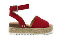 Soda Clip Womens Casual Espadrilles Trim Flatform Studded Wedge (8, Lips TN)