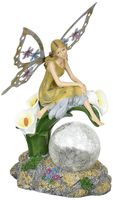 Solaration8482; Fairy on Calla Lilies Solar Light with Crackle Glass Globe, 11-Inch
