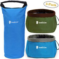 Awakelion Collapsible Dog Bowl Kit, Portable Travel Dog Food Carrier + 2 Pack Dog Bowl for Food and Water,Perfect for Medium & Large Dog
