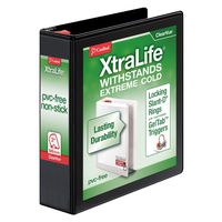 Cardinal XtraLife 3-Ring Binder, 2", Locking Slant-D Rings, ClearVue Presentation Binder, Holds 540 Sheets, PVC-Free, Black (26321)