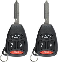 KeylessOption Keyless Entry Remote Control Uncut Ignition Car Key Fob for Chrysler Dodge Jeep KOBDT04A (Pack of 2)
