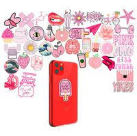 50 Pieces Vinyl Waterproof Stickers VSCO No Duplicate Decal for Phone Car Laptop Luggage Skateboard Motorcycle Bicycle Label Graffiti Patches Guitar (Pink)