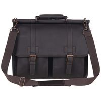 Kenneth Cole Reaction Colombian Leather Dual Compartment Flapover 15" Laptop Dowelrod Business Portfolio, Brown