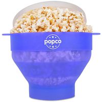 The Original Popco Silicone Microwave Popcorn Popper with Handles, Silicone Popcorn Maker, Collapsible Bowl Bpa Free and Dishwasher Safe - 10 Colors Available (Transparent Glacier Blue)