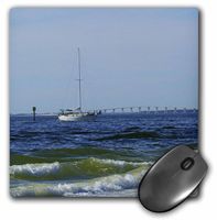 3dRose LLC 8 x 8 x 0.25 Inches Mouse Pad, Sailboat Waves and Sanibel Florida Bridge (mp_39075_1)