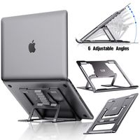 ELV Adjustable Laptop Stand, Compatible with Apple Mac MacBook Pro Air 10 to 15.6 Inch Notebook, Antislip Anti-Scratch Aluminum Ventilated Portable Ergonomic Desktop Holder Riser for Office Desk
