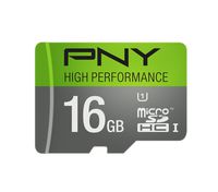 PNY High Performance 16GB High Speed MicroSDHC Class 10 UHS-I, U1 up to 60MB/sec Flash Memory Card (P-SDU16GU160G-GE)
