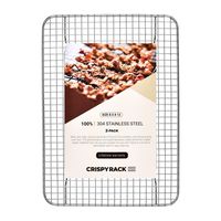 CrispyRack 2-Pack Heavy Duty 100% 304 Stainless Steel Wire Rack For Cooking, Roasting, Drying, and Grilling. Rack Fits Small Quarter Sheet Size Baking Pan, Oven Safe, Commercial Quality, 8.5" x 12"
