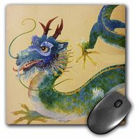 3dRose LLC 8 x 8 x 0.25 Inches Mouse Pad, Green/Blue Dragon (mp_35191_1)