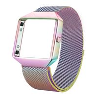 Metal Bands Compatible with Fitbit Blaze, Small and Large Stainless Steel Replacement Adjustable Band with Metal Frame for Fit bit Blaze Women Men, Colorful - L