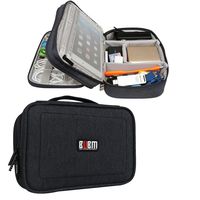 BUBM 2 Layer Electronics Organizer, Universal Electronic Accessories Travel Case Storage Bag for Cables, Cord, USB Flash Drive, Battery and More, A Mesh Zipper Pouch Fits for 7.9" iPad Mini, Black