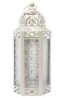 Vela Lanterns Moroccan Style Candle Lantern, Medium, Clear Glass, White
