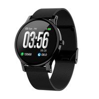 Mintsin 1.3" LCD Display Touch Screen Fitness Tracker Watch with Heart Rate and Sleep Monitor, Notification Smartwatch Compatible with 2019 Version Android and iOS (Black Steel Watchband)