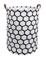 CLOCOR Toy Large Storage Bin-Cotton Storage Basket-Round Gift Basket with Handles for Toys,Laundry,Baby Nursery(Black Hexagon)