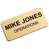 Custom Engraved Name Tag Badges - Personalized Identification with Pin or Magnetic Backing, 1.5 Inches x 3 Inches, European Gold/Black