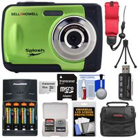 Bell & Howell Splash WP10 Shock & Waterproof Digital Camera (Green) with 16GB Card + Batteries & Charger + Case + Tripod + Float Strap Kit