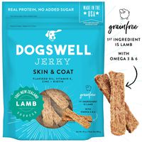 Dogswell Jerky Skin and Coat - Real Lamb Jerky Dog Treats with Skin & Coat Support (10 oz. Lamb)