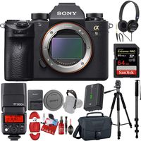 Sony Alpha a9 Mirrorless Digital Camera (Body Only) + Speedlite Flash + 64GB Memory Card + Monopod + Tripod + Carrying Case + Much More!