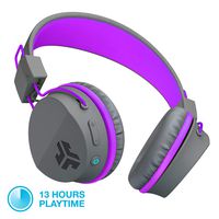 JLab Audio JBuddies Studio Bluetooth Over-Ear Kids Headphones | 13 Hour Battery Life | Studio Volume Safe | Volume Limiter | Folding | Adjustable | Noise Isolation | with Mic | Graphite/Purple